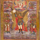 A LARGE ICON SHOWING THE ARCHANGEL MICHAEL FLANKED BY HOSTS OF ANGELS - photo 1