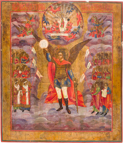 A LARGE ICON SHOWING THE ARCHANGEL MICHAEL FLANKED BY HOSTS OF ANGELS - photo 1