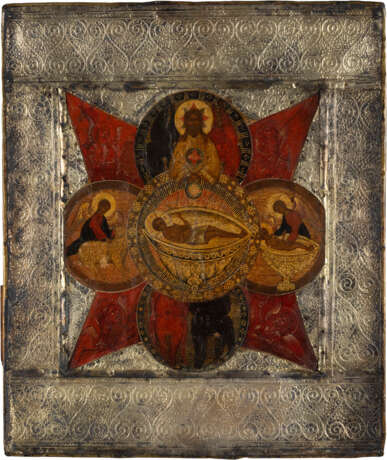A VERY RARE ICON SHOWING THE LAMB OF GOD WITH A SILVER RIZA - photo 1