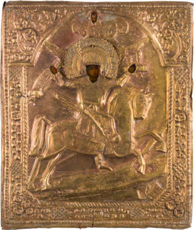 AN ICON SHOWING THE ARCHANGEL MICHAEL AS HORSEMAN OF THE APOCALYPSE WITH OKLAD - photo 1