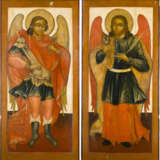 A PAIR OF MONUMENTAL ICONS SHOWING THE ARCHANGELS MICHAEL AND GABRIEL FROM A CHURCH - photo 1