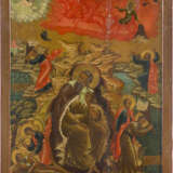 A MONUMENTAL ICON SHOWING THE PROPHET ELIJHA, HIS LIFE IN THE DESERT AND HIS FIERY ASCENT - photo 1