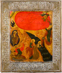 AN ICON SHOWING THE PROPHET ELIJAH AND HIS FIERY ASCENT TO HEAVEN WITH BASMA