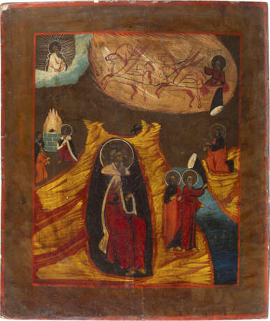 A LARGE ICON SHOWING THE PROPHET ELIJAH AND HIS FIERY ASCENT TO HEAVEN - photo 1