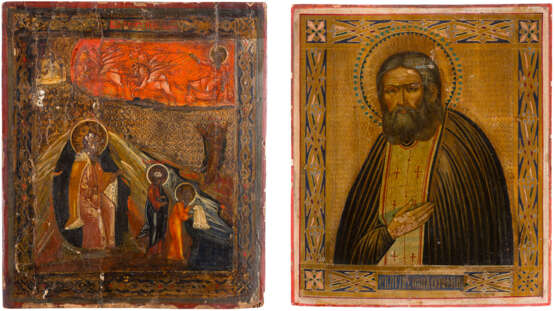 TWO ICONS SHOWING THE PROPHET ELIJAH AND ST. SERAPHIM OF SAROV - photo 1