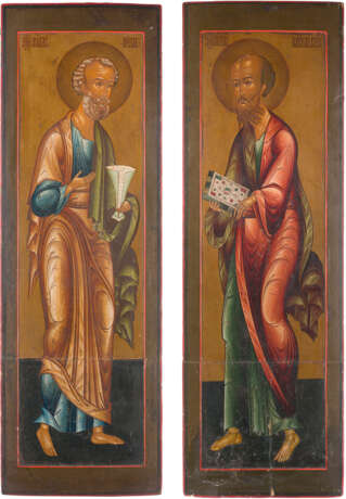 A PAIR OF MONUMENTAL ICONS SHOWING STS. PETER AND PAUL FROM A CHURCH ICONOSTASIS - photo 1