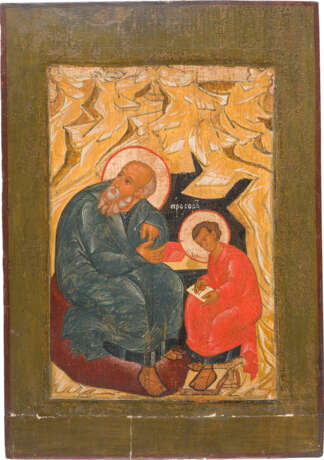 A LARGE ICON SHOWING ST. JOHN THE THEOLOGIAN AND PROCHOROS ON THE ISLAND OF PATMOS FROM A - photo 1