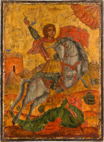 A VERY LARGE ICON SHOWING ST. GEORGE KILLING THE DRAGON - photo 1
