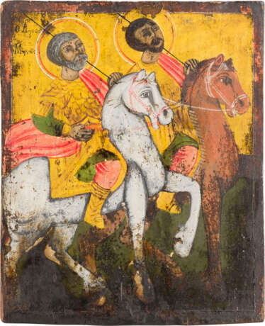 A SMALL ICON SHOWNG STS. MENAS AND DEMETRIOS ON HORSEBACK - photo 1