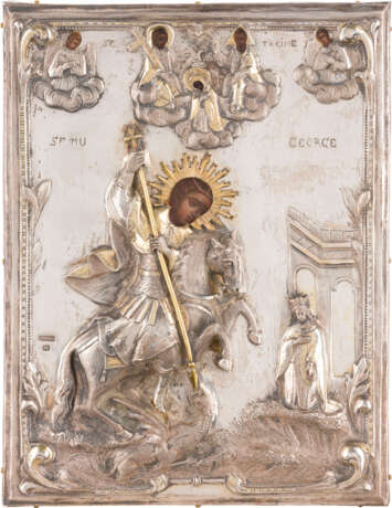 AN ICON SHOWING ST. GEORGE KILLING THE DRAGON AND THE CORONATION OF THE MOTHER OF GOD WITH - фото 1