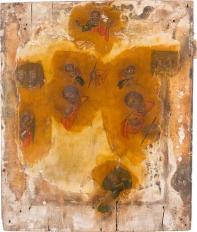 A RARE ICON SHOWING STS. GEORGE AND DEMETRIUS ON HORSEBACK WITH A STUCCO OKLAD - photo 2