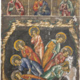 MEHRFELDER-IKONE MIT CHRISTUS, DEN SIEBEN SCHLÄFERN VON EPHESOS UND HEILIGEN - Foto 1