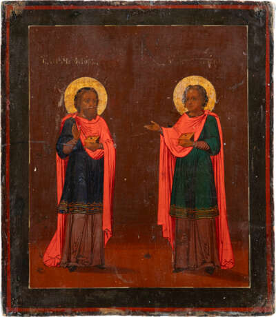AN ICON SHOWING STS. COSMAS AND DAMIAN - фото 1
