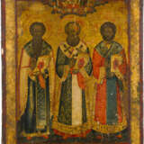 AN ICON SHOWING THE THREE HIERARCHS STS. JOHN CHRYSOSTOM, GREGORY THE THEOLOGIAN AND BASIL - фото 1