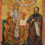 A FINE ICON SHOWING ST. JOHN CHRYSOSTOM AND THE VENERABLE NILUS THE FASTER OF SINAI - photo 1