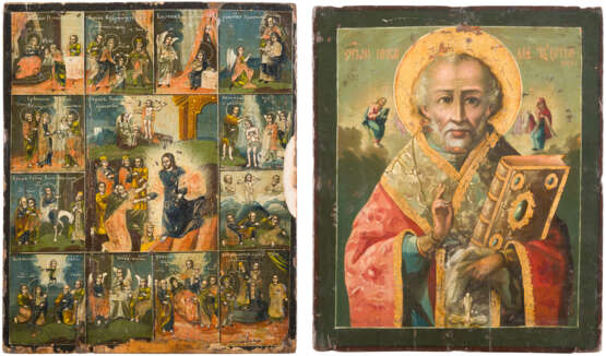 TWO ICONS SHOWING ST. NICHOLAS OF MYRA AND A FESTIVAL ICON - фото 1