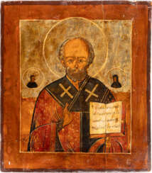 A LARGE ICON SHOWING ST. NICHOLAS OF MYRA