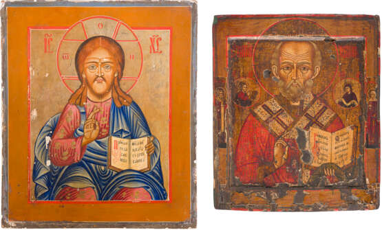 TWO ICONS SHOWING ST. NICHOLAS OF MYRA AND CHRIST PANTOKRATOR - photo 1