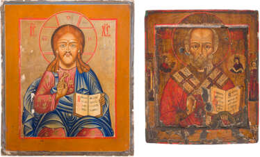 ZWEI IKONEN: HEILIGER NIKOLAUS VON MYRA UND CHRISTUS PANTOKRATOR