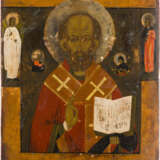 ZWEI IKONEN MIT OKLAD: CHRISTUS PANTOKRATOR IM KIOT UND HEILIGER NIKOLAUS VON MYRA - Foto 3