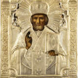 AN ICON SHOWING ST. NICHOLAS OF MYRA WITH OKLAD - photo 1