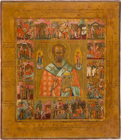 A FINE ICON OF ST. NICHOLAS OF MYRA WITH VITA - photo 1