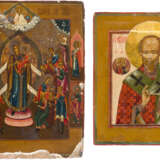 TWO ICONS SHOWING ST. NICHOLAS OF MYRA AND THE MOTHER OF GOD 'JOY TO ALL WHO GRIEVE' - photo 1