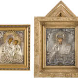 TWO ICONS WITH OKLAD: THE HODIGITRIA MOTHER OF GOD AND ST. NICHOLAS OF MYRA WITHIN KYOT - фото 1