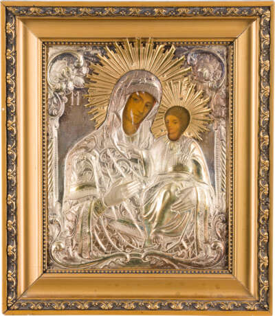 TWO ICONS WITH OKLAD: THE HODIGITRIA MOTHER OF GOD AND ST. NICHOLAS OF MYRA WITHIN KYOT - фото 2