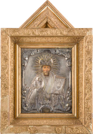 TWO ICONS WITH OKLAD: THE HODIGITRIA MOTHER OF GOD AND ST. NICHOLAS OF MYRA WITHIN KYOT - фото 3