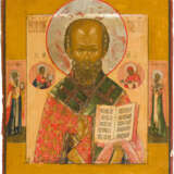 A VERY FINE ICON SHOWING ST. NICHOLAS OF MYRA WITH A SILVER-GILT AND CLOISONNÉ ENAMEL - photo 2