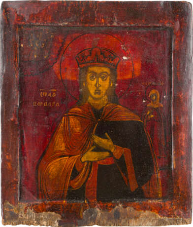 AN ICON SHOWING THE MARTYR SAINT BARBARA WITH OKLAD - photo 2