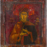 AN ICON SHOWING THE MARTYR SAINT BARBARA WITH OKLAD - photo 2