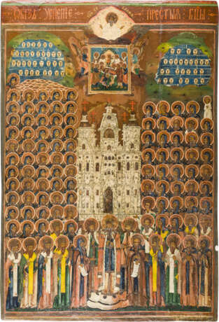 A VERY LARGE ICON SHOWING THE SYNAXIS OF THE SAINTS OF THE KIEV CAVES - photo 1