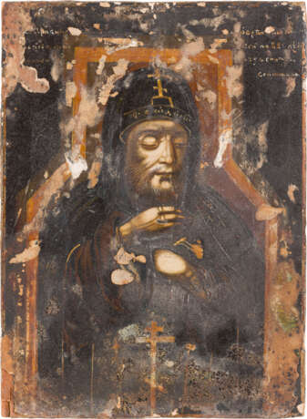KLEINE IKONE MIT DEM HEILIGEN FEODOSIJ VON TOTMA MIT SILBER-OKLAD - Foto 2