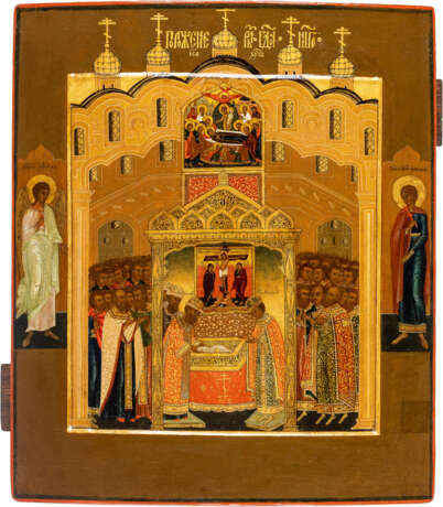 A VERY RARE ICON SHOWING THE DEPOSITION OF THE SACRED ROBE OF CHRIST IN MOSCOW - photo 1