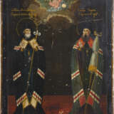 A SMALL ICON SHOWING STS. MITROPHAN OF VORONEZH AND TIKHON OF SADONSK - фото 1