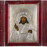 A SMALL ICON SHOWING ST. INNOKENTI OF IRKUTSK WITH A SILVER OKLAD WITHIN CASE - photo 1