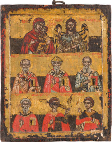 A FINE MULTI-PARTITE ICON SHOWING THE SWEET-KISSING MOTHER OF GOD, ST. JOHN THE FORERUNNER - photo 1