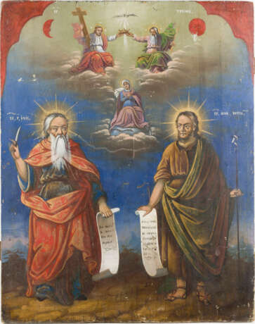 GROSSFORMATIGE IKONE MIT DEM PROPHETEN ELIAS UND JOHANNES DEM VORLÄUFER - Foto 1