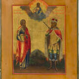 A SMALL ICON SHOWING ST. MATTHEW THE EVANGELIST AND ST. ALEXANDER NEVSKY - фото 1