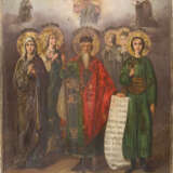 A LARGE SIGNED AND DATED ICON SHOWING ST. VLADIMIR AND VICTOR AND SELECTED SAINTS - photo 1
