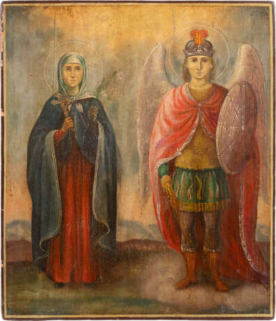 AN ICON SHOWING ST. ELISABETH AND THE ARCHANGEL MICHAEL - фото 1