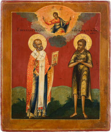A SMALL ICON SHOWING ST. NICHOLAS OF MYRA AND ST. ALEXIUS, THE MAN OF GOD - photo 1