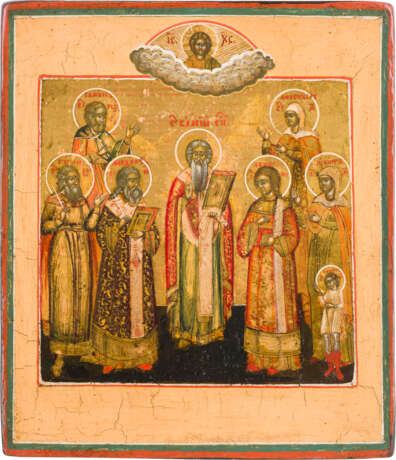 A SMALL ICON SHOWING ST. BLAISE FLANKED BY SEVEN SELECTED SAINTS - photo 1