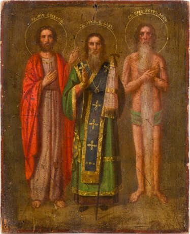 A SMALL ICON SHOWING THREE SELECTED SAINTS - photo 1