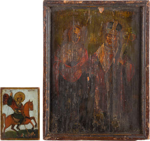 TWO ICONS: ST. DEMETRIUS AND TWO SAINTS - photo 1