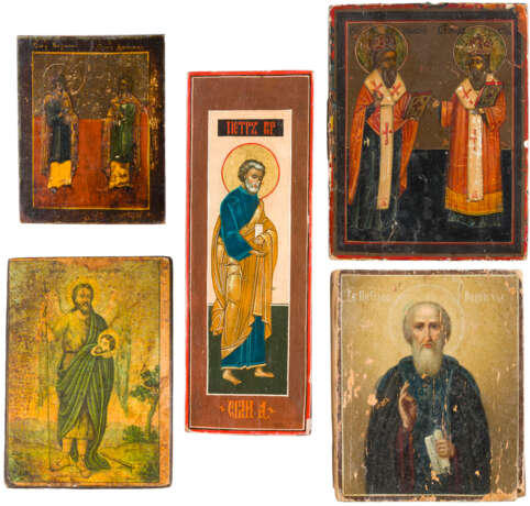 FIVE SMALL ICONS SHOWING SELECTED SAINTS - photo 1