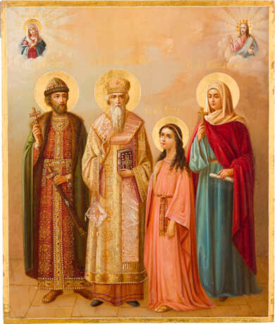 A LARGE ICON SHOWING STS. BORIS, MICHAEL OF KIEV, VERA AND ELISABETHA - photo 1