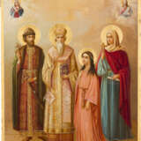 A LARGE ICON SHOWING STS. BORIS, MICHAEL OF KIEV, VERA AND ELISABETHA - photo 1
